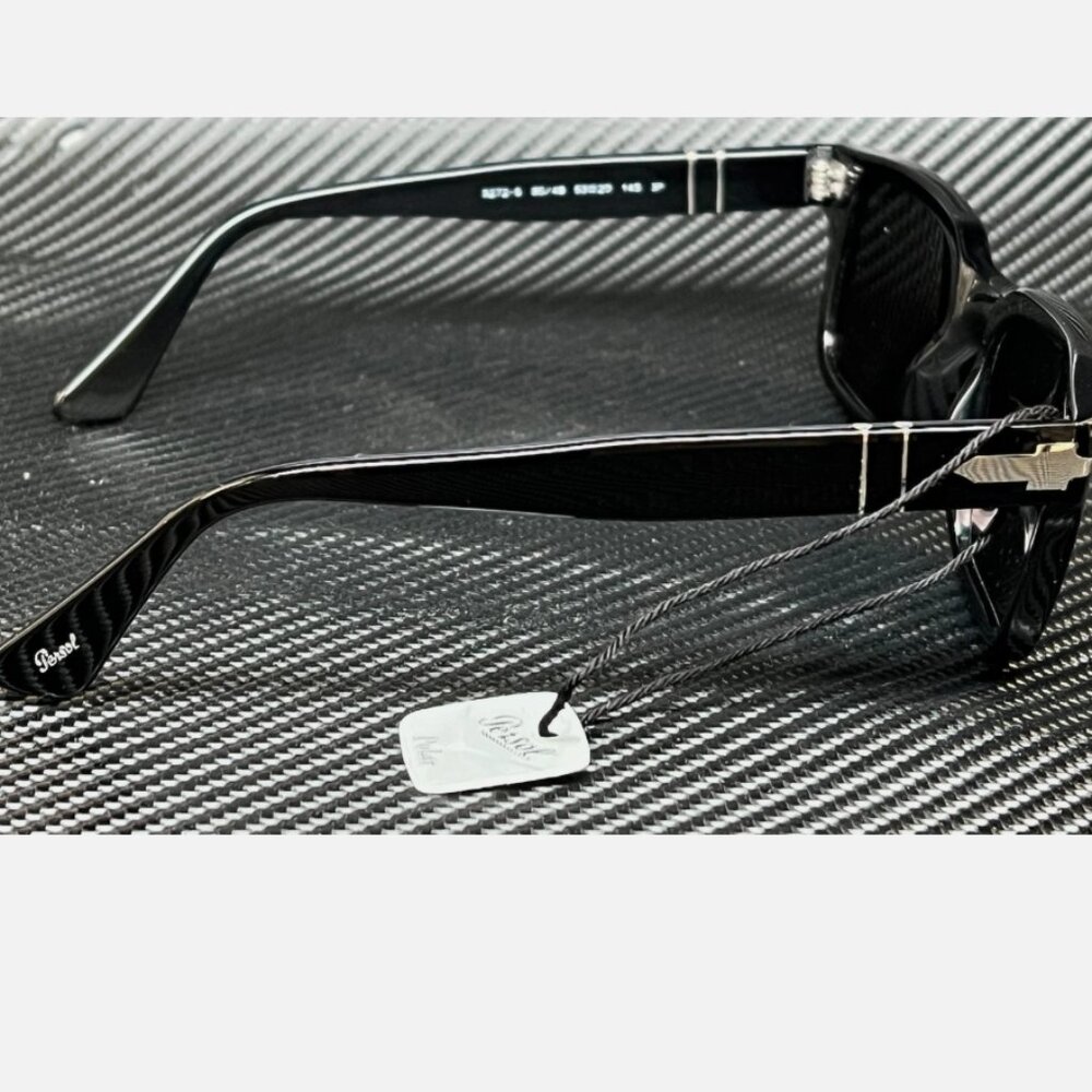 PERSOL Black Dark Grey Polarized Men's 53 mm Sunglasses - Picture 4 of 5